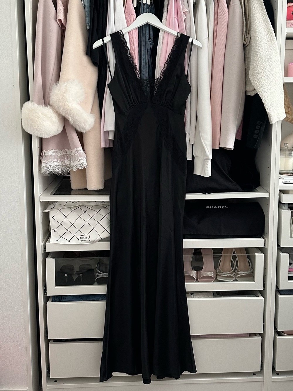 Black Lace Detail Maxi Dress
